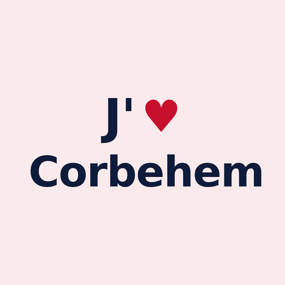 Magnet personnalisé Corbehem — design « J'aime Corbehem » imprimé sur le magnet
