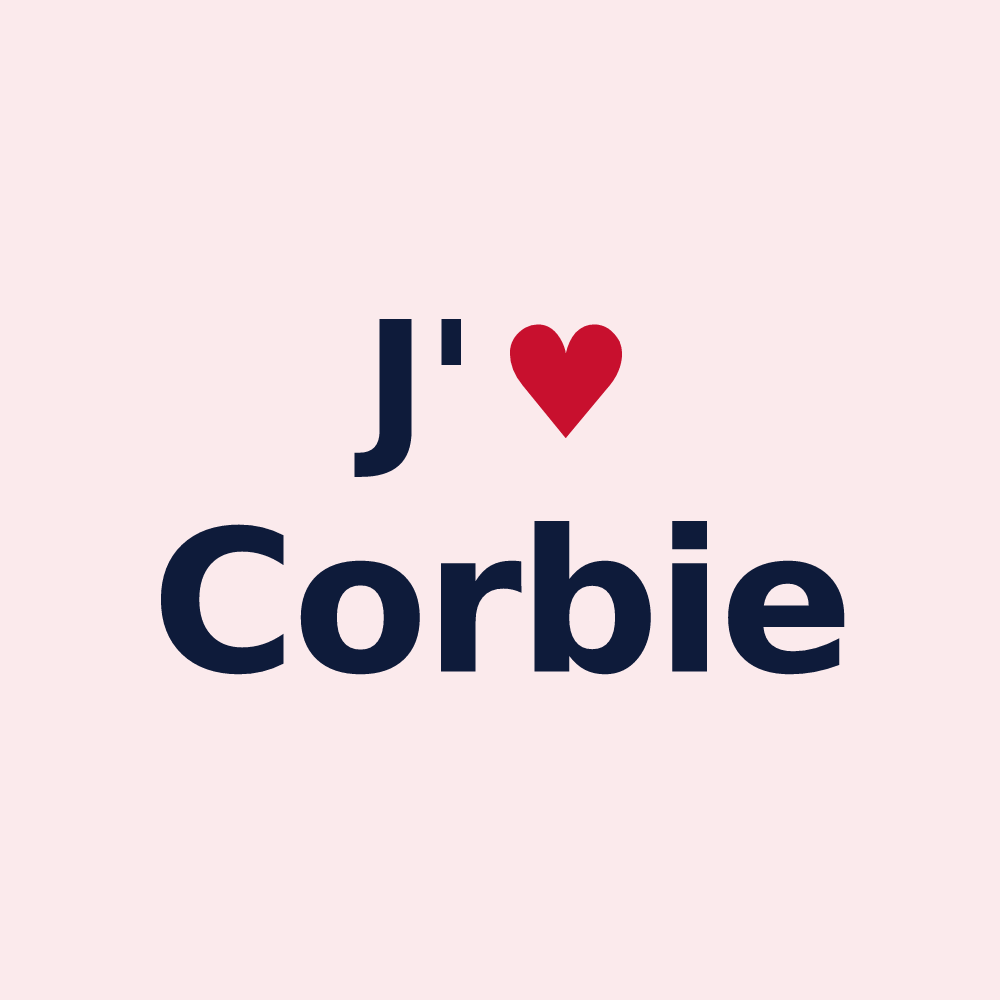 Magnet personnalisé Corbie — design « J'aime Corbie » imprimé sur le magnet