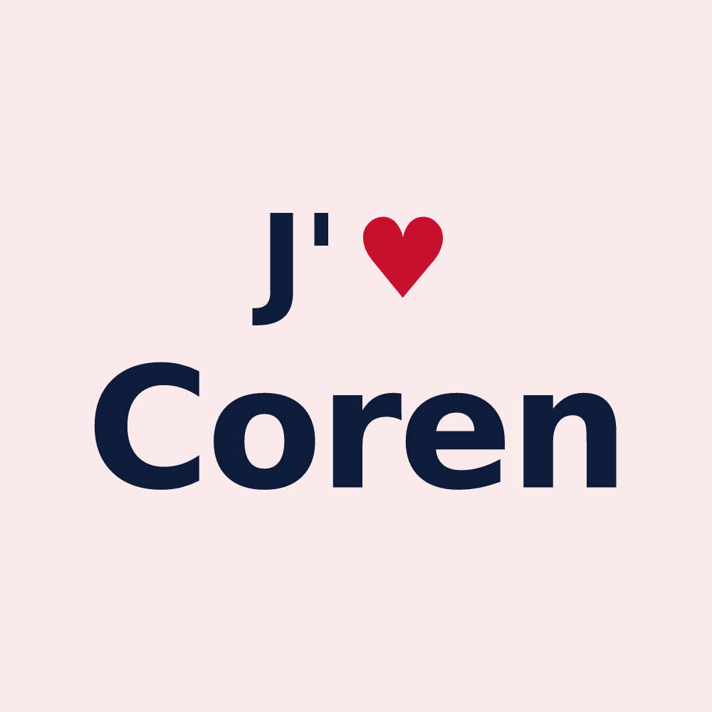 Magnet personnalisé Coren — design « J'aime Coren » imprimé sur le magnet