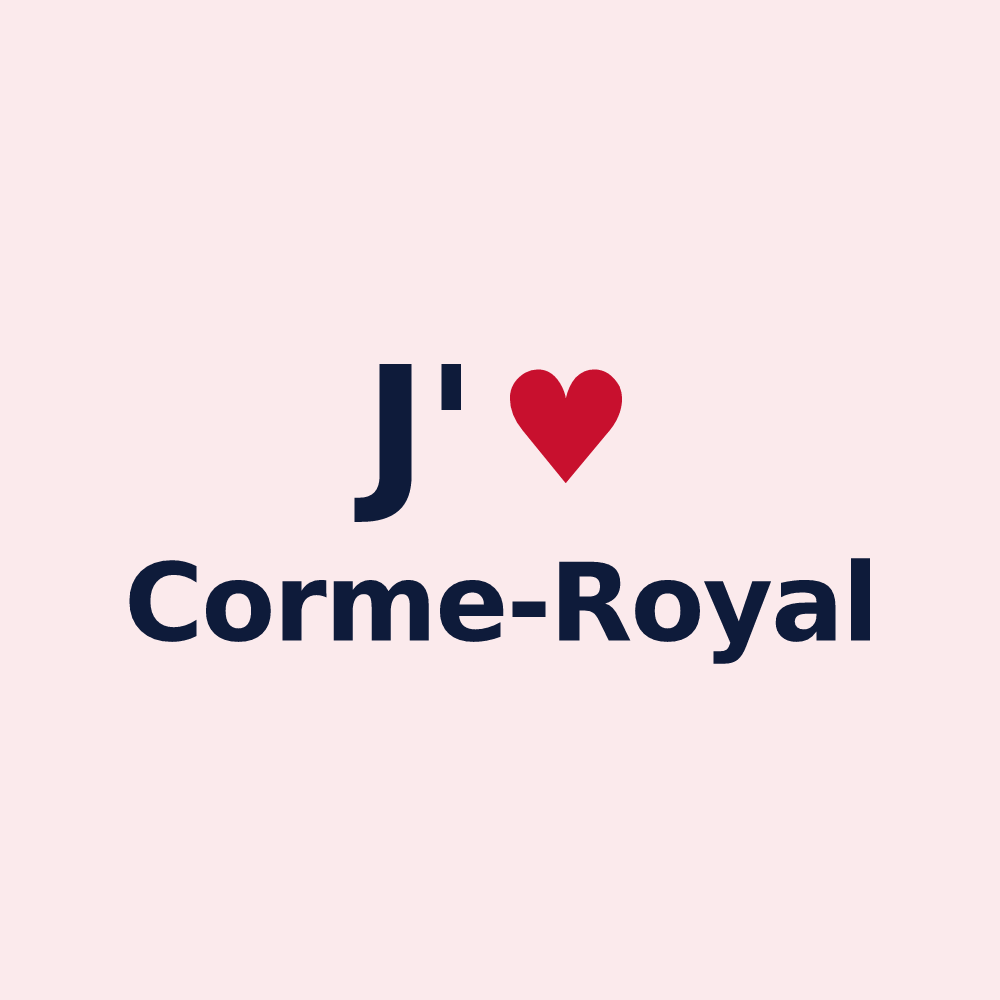Magnet personnalisé Corme-Royal — design « J'aime Corme-Royal » imprimé sur le magnet