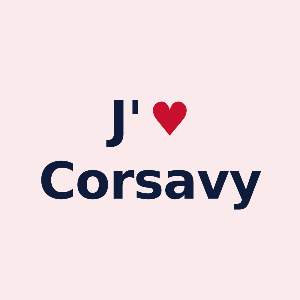 Magnet personnalisé Corsavy — design J'aime Corsavy