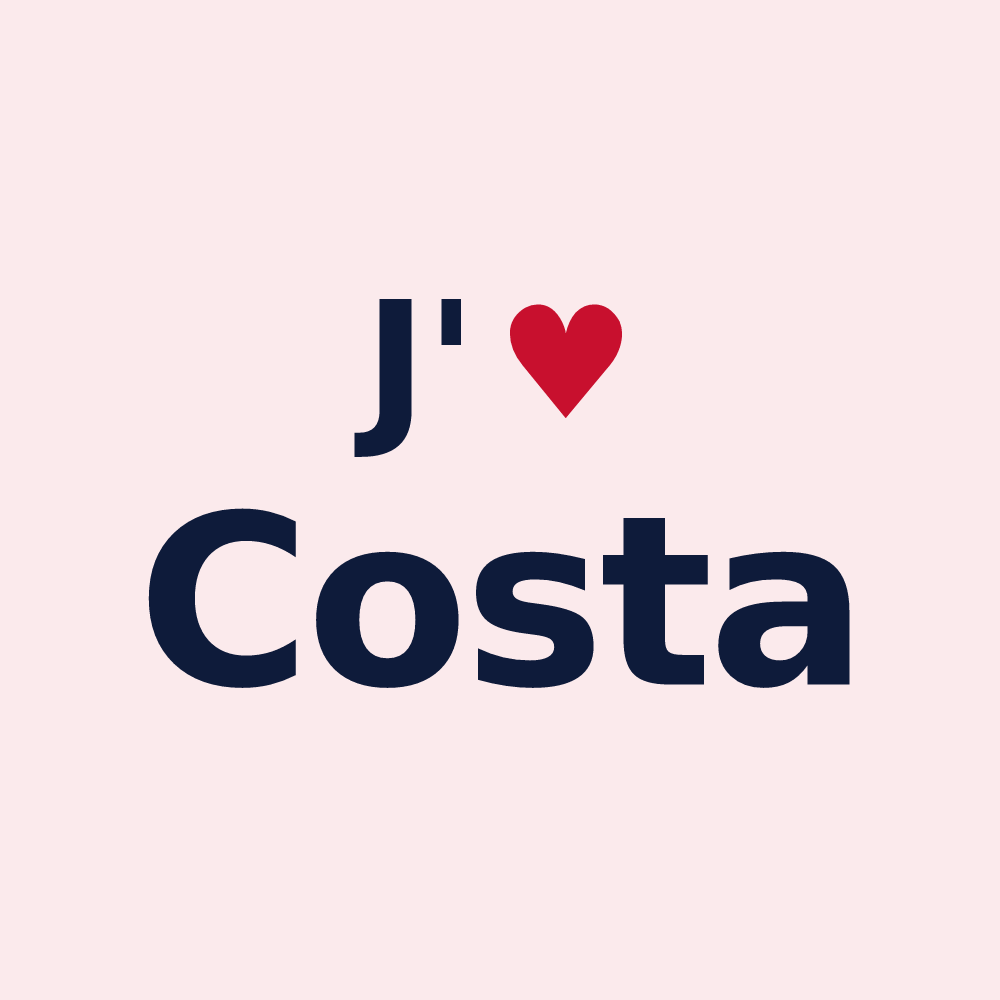 Magnet personnalisé Costa — design « J'aime Costa » imprimé sur le magnet
