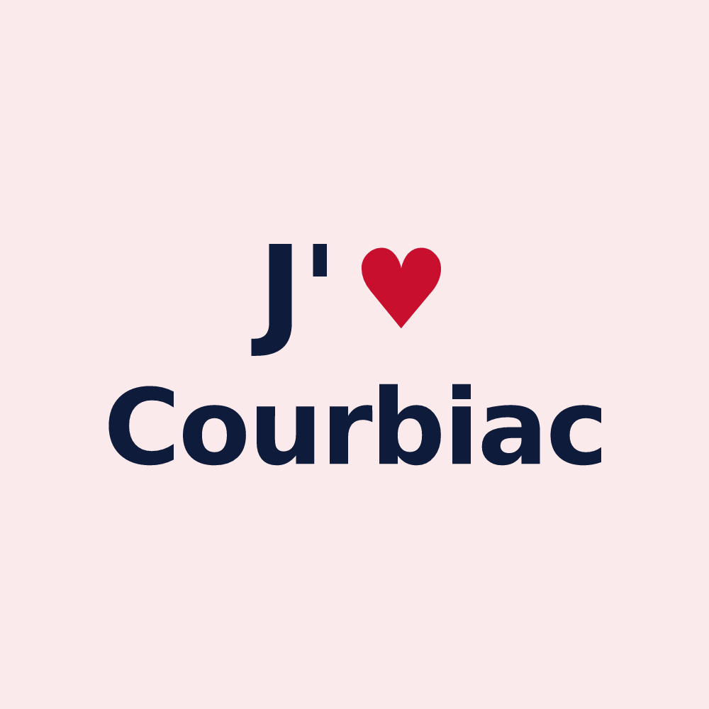 Magnet personnalisé Courbiac — design J'aime Courbiac