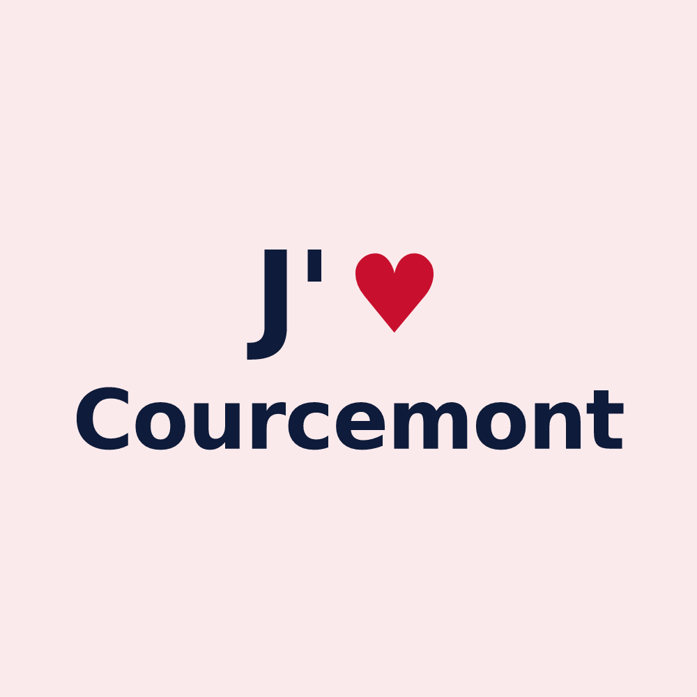 Magnet personnalisé Courcemont — design « J'aime Courcemont » imprimé sur le magnet