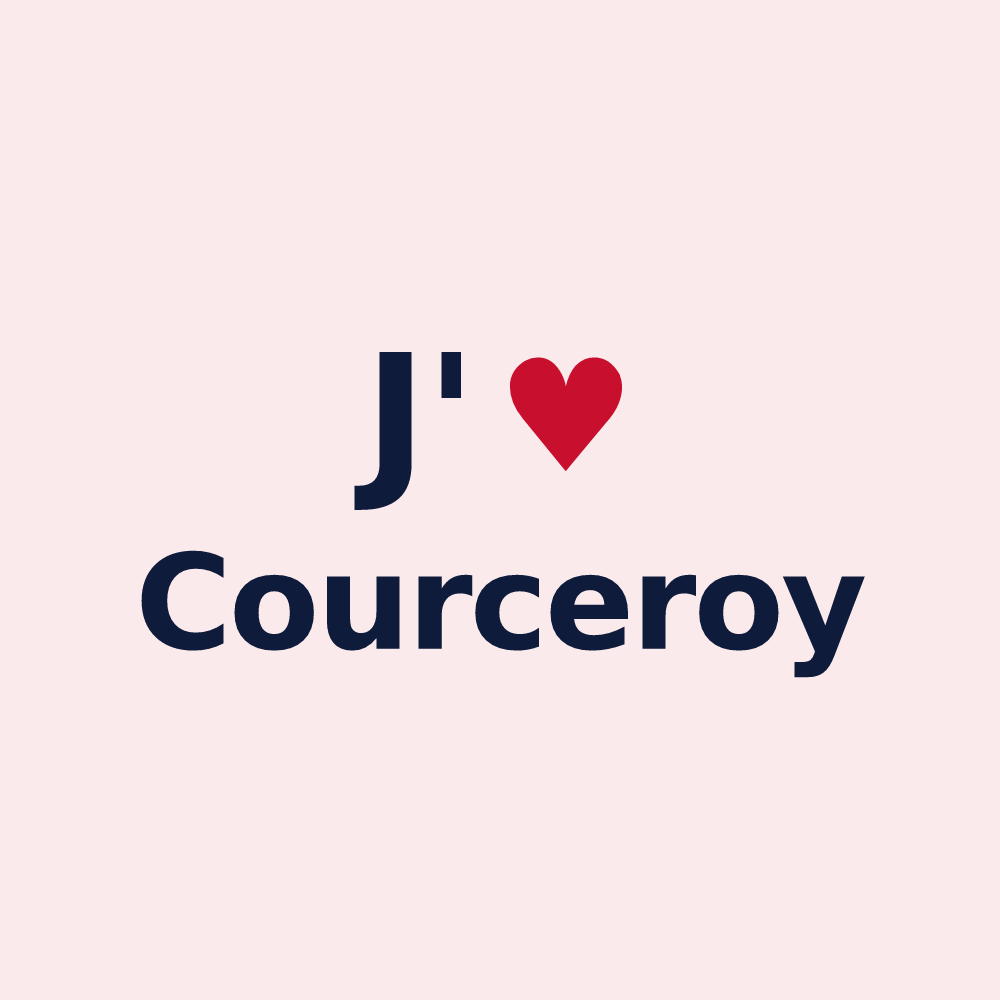 Magnet personnalisé Courceroy — design « J'aime Courceroy » imprimé sur le magnet