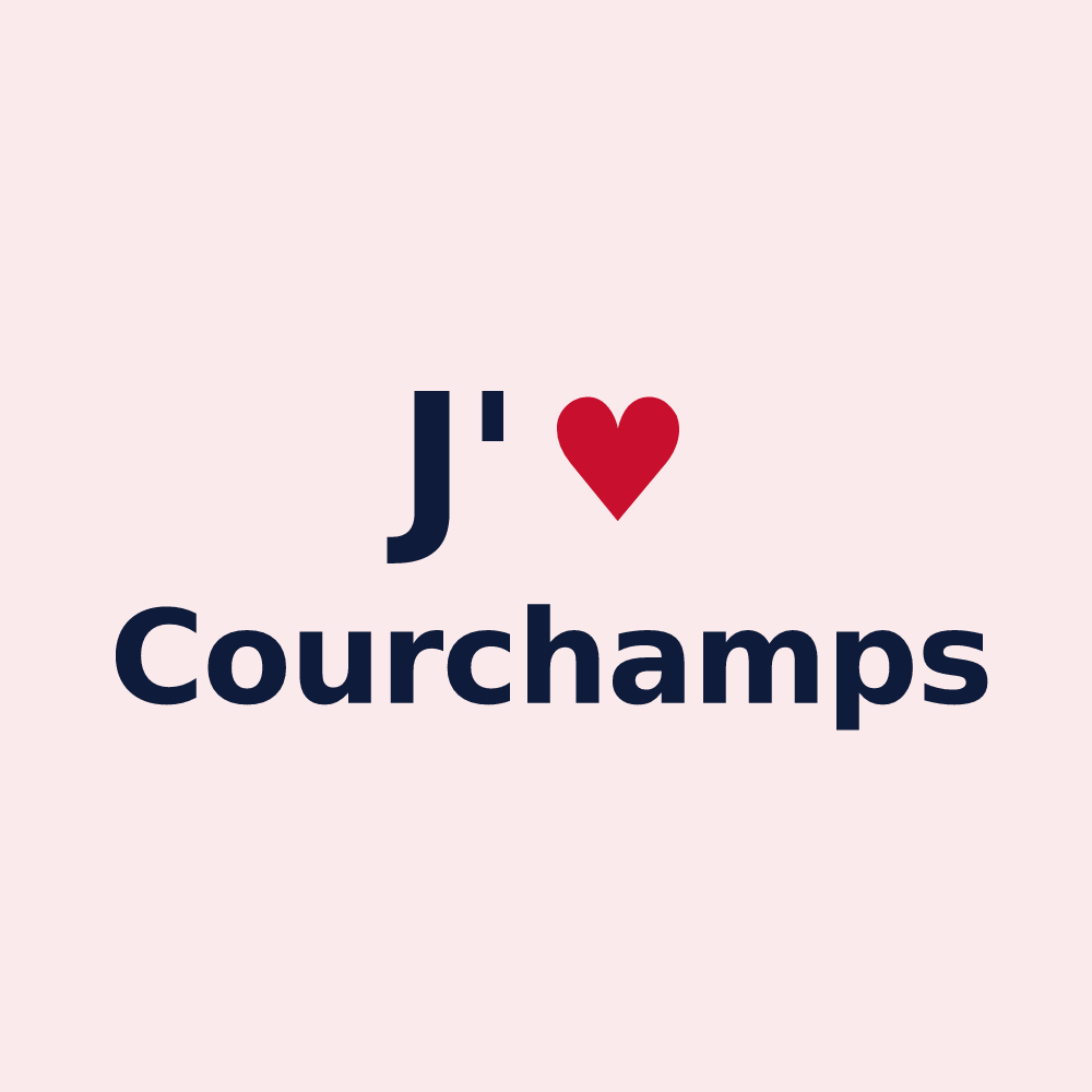 Magnet personnalisé Courchamps — design J'aime Courchamps