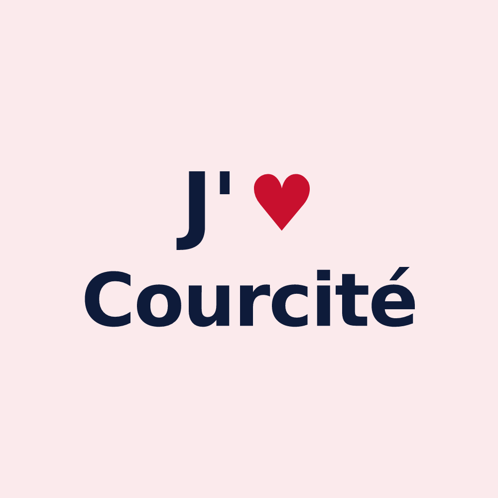 Magnet personnalisé Courcité — design « J'aime Courcité » imprimé sur le magnet