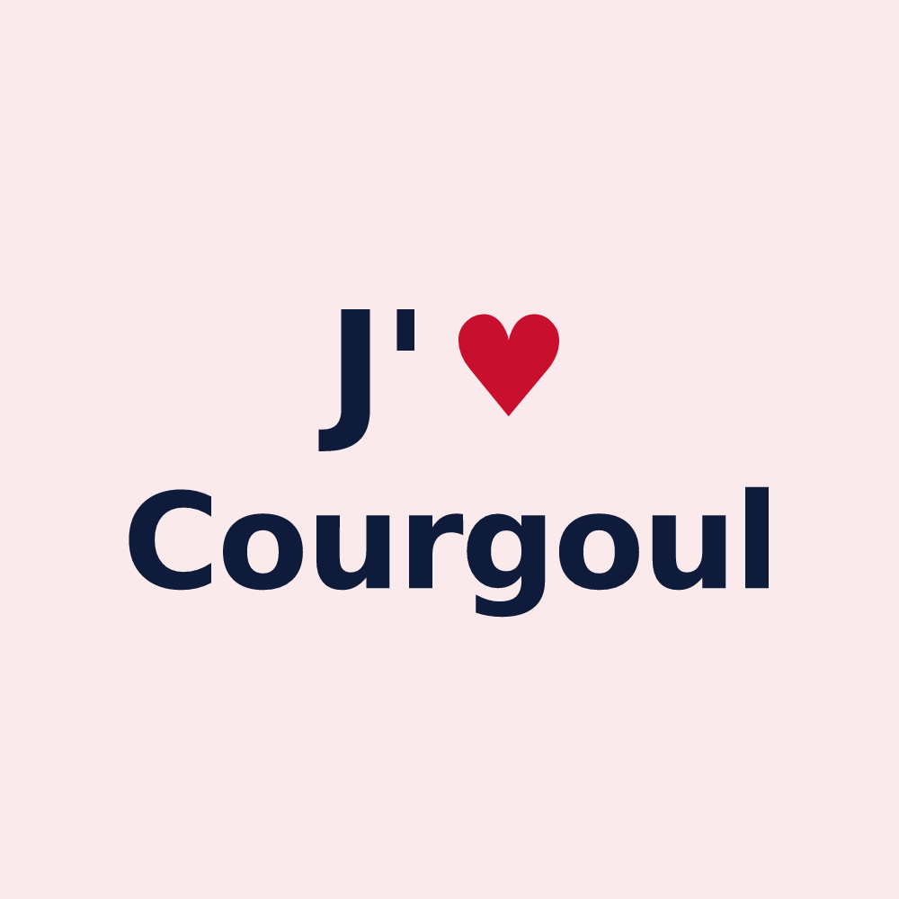 Magnet personnalisé Courgoul — design J'aime Courgoul