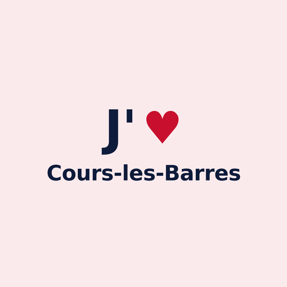 Magnet personnalisé Cours-les-Barres — design J'aime Cours-les-Barres