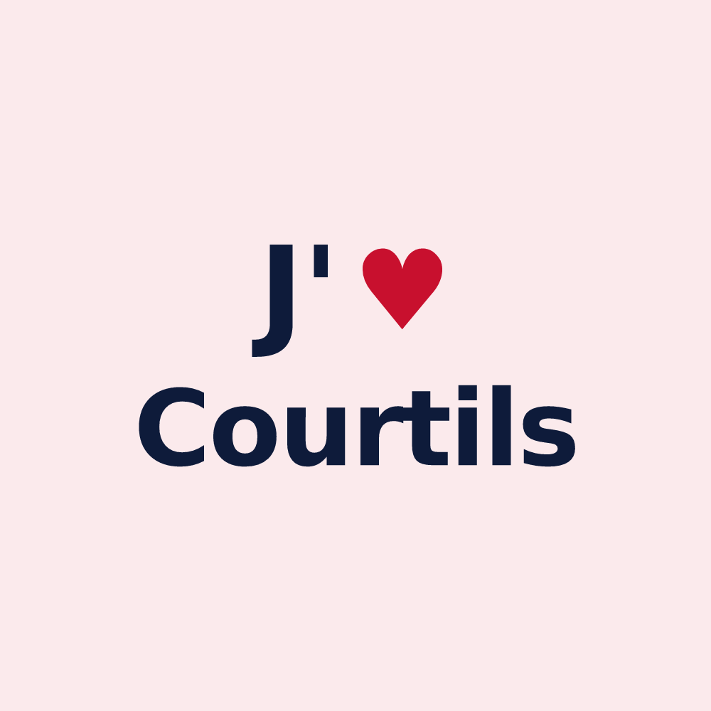 Magnet personnalisé Courtils — design « J'aime Courtils » imprimé sur le magnet