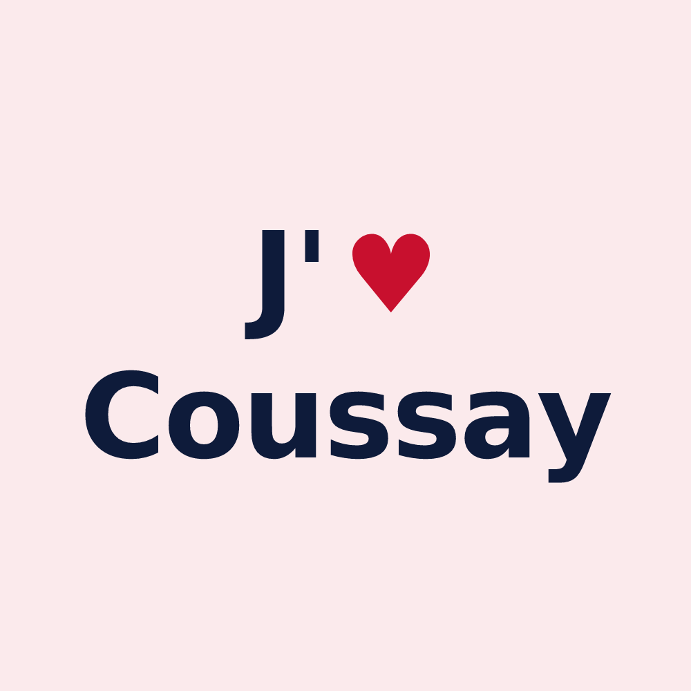 Magnet personnalisé Coussay — design « J'aime Coussay » imprimé sur le magnet
