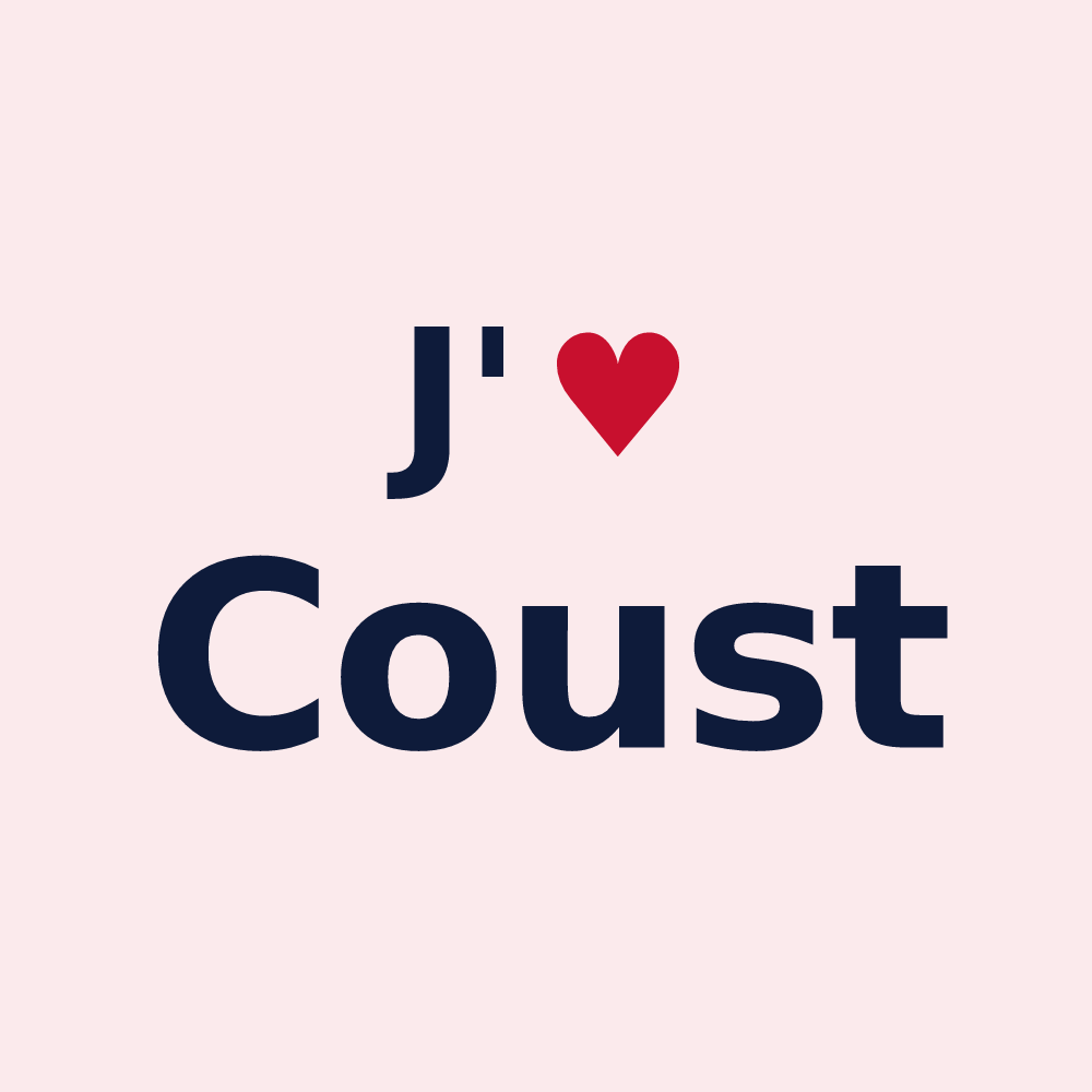 Magnet personnalisé Coust — design « J'aime Coust » imprimé sur le magnet