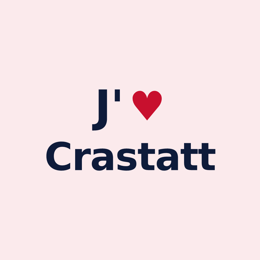 Magnet personnalisé Crastatt — design « J'aime Crastatt » imprimé sur le magnet