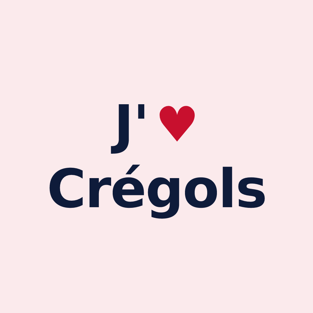 Magnet personnalisé Crégols — design J'aime Crégols