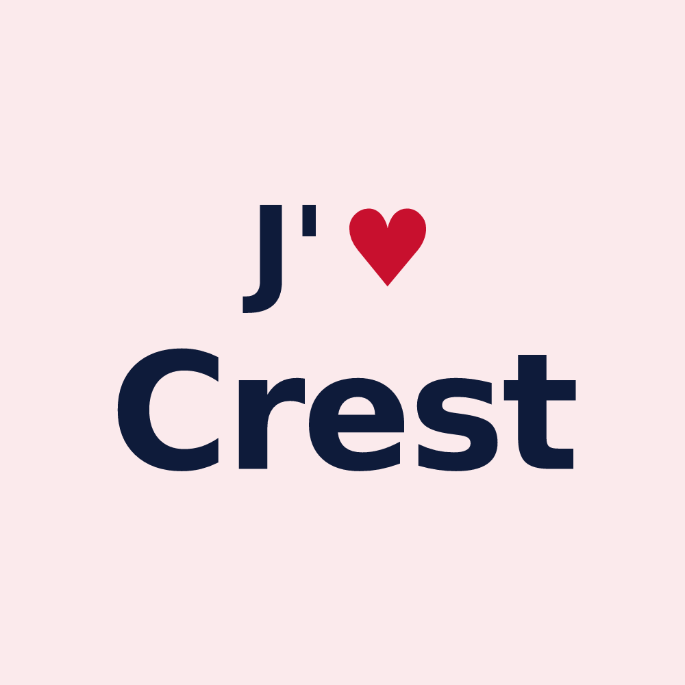 Magnet personnalisé Crest — design « J'aime Crest » imprimé sur le magnet