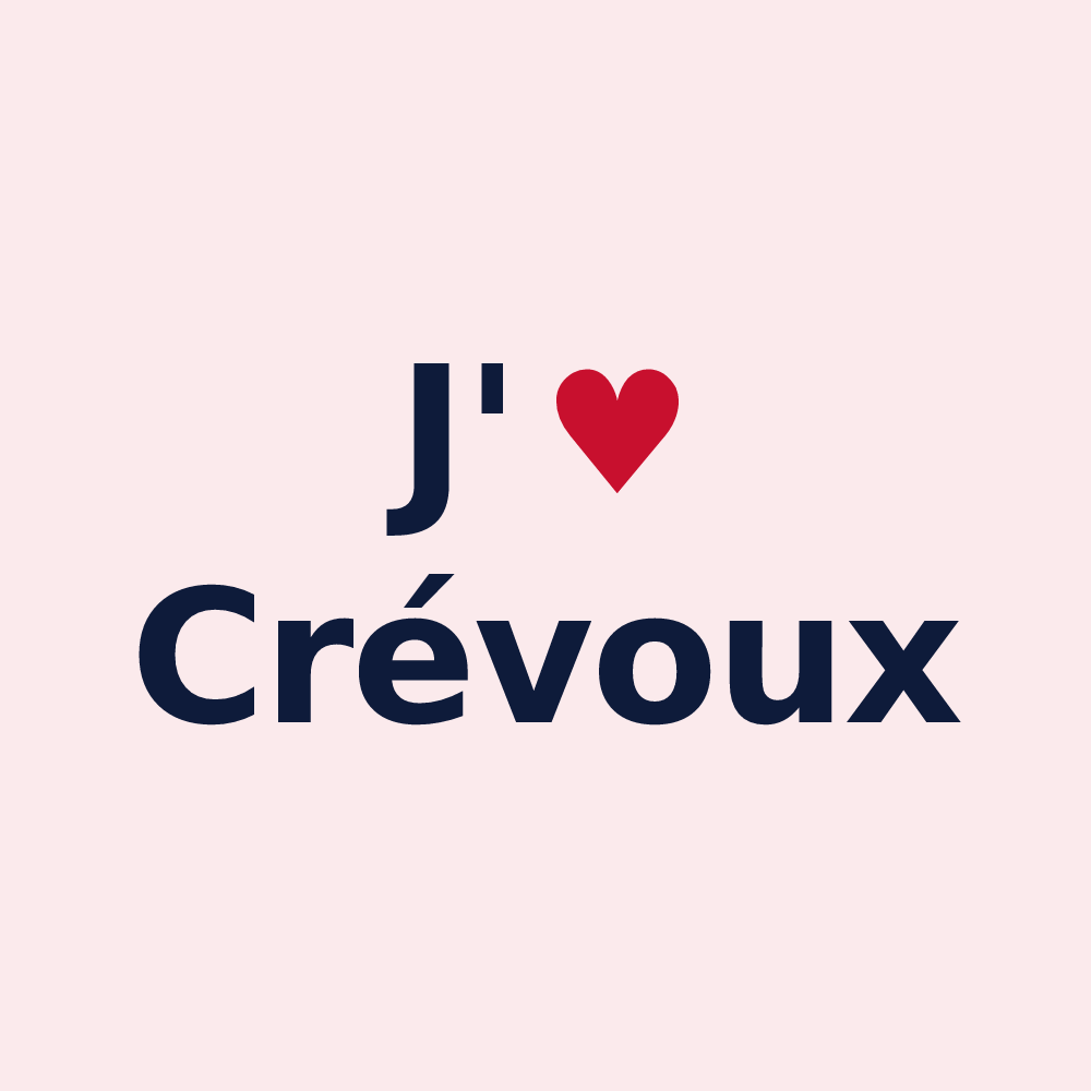 Magnet personnalisé Crévoux — design « J'aime Crévoux » imprimé sur le magnet