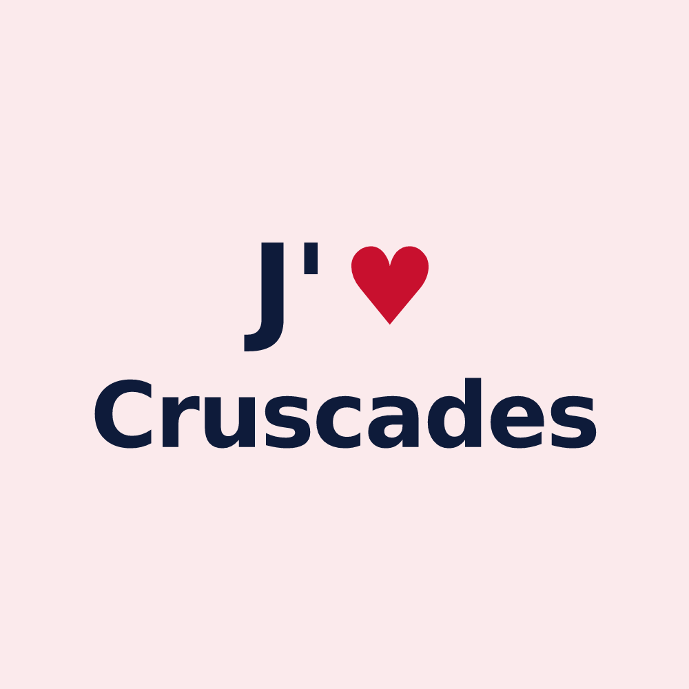 Magnet personnalisé Cruscades — design « J'aime Cruscades » imprimé sur le magnet