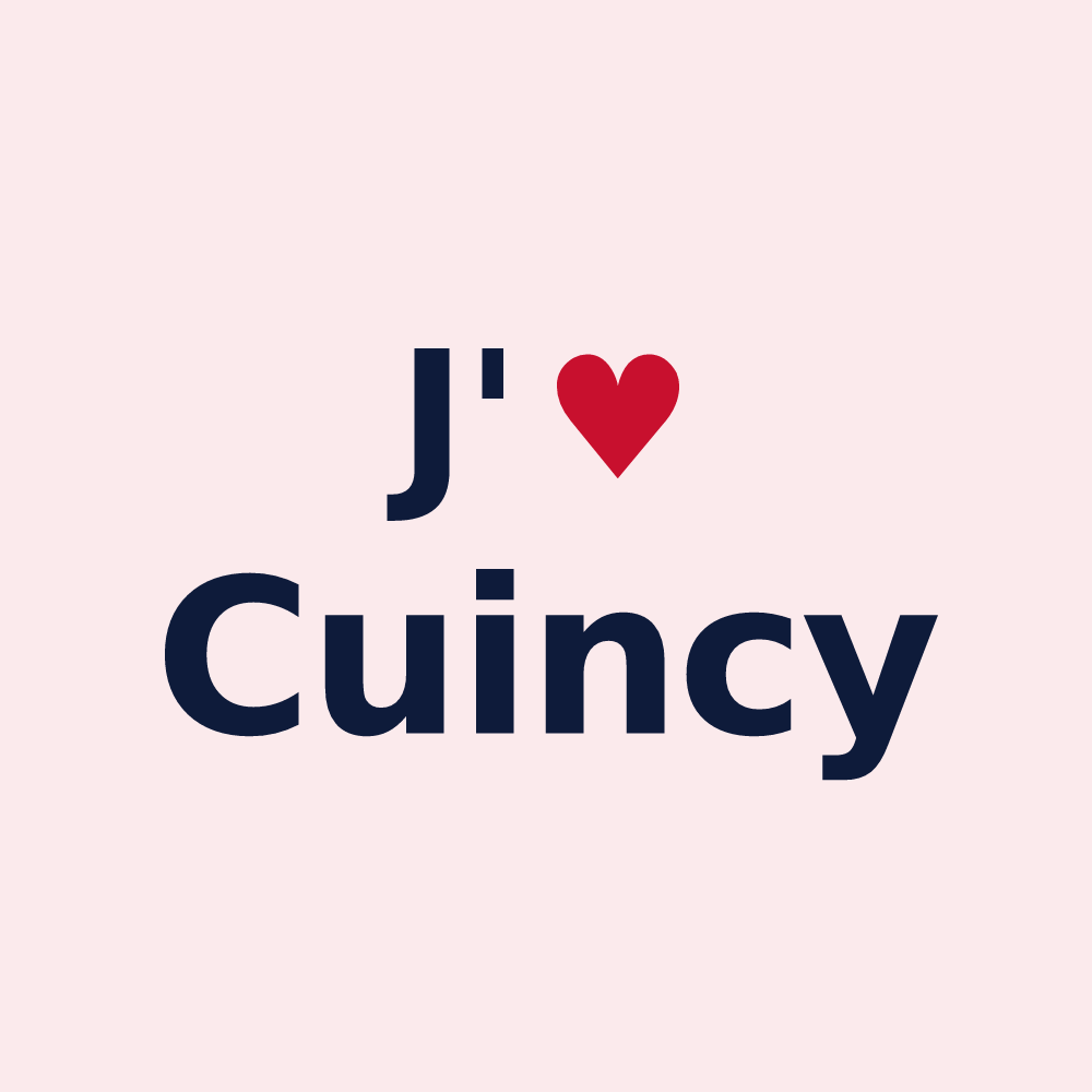 Magnet personnalisé Cuincy — design « J'aime Cuincy » imprimé sur le magnet
