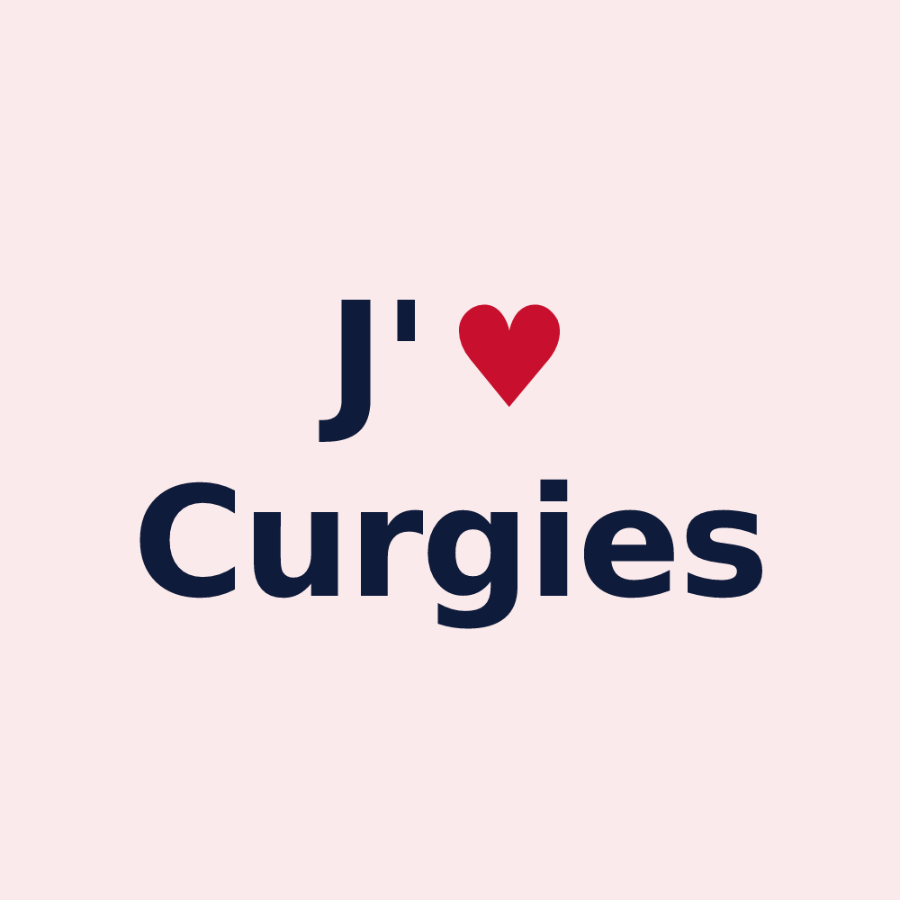 Magnet personnalisé Curgies — design « J'aime Curgies » imprimé sur le magnet