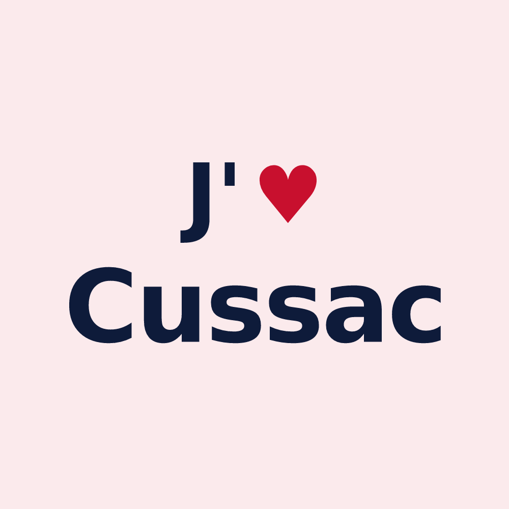 Magnet personnalisé Cussac — design « J'aime Cussac » imprimé sur le magnet