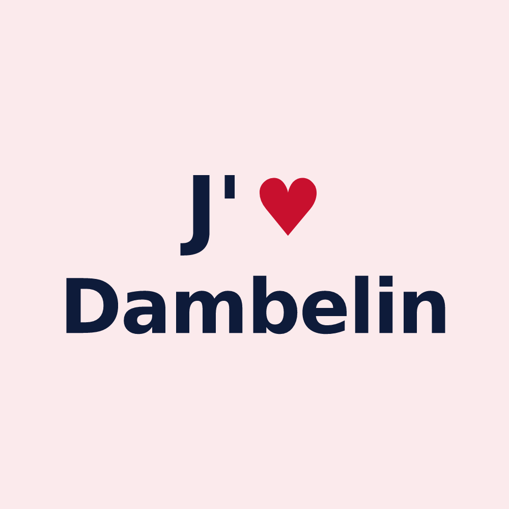 Magnet personnalisé Dambelin — design J'aime Dambelin
