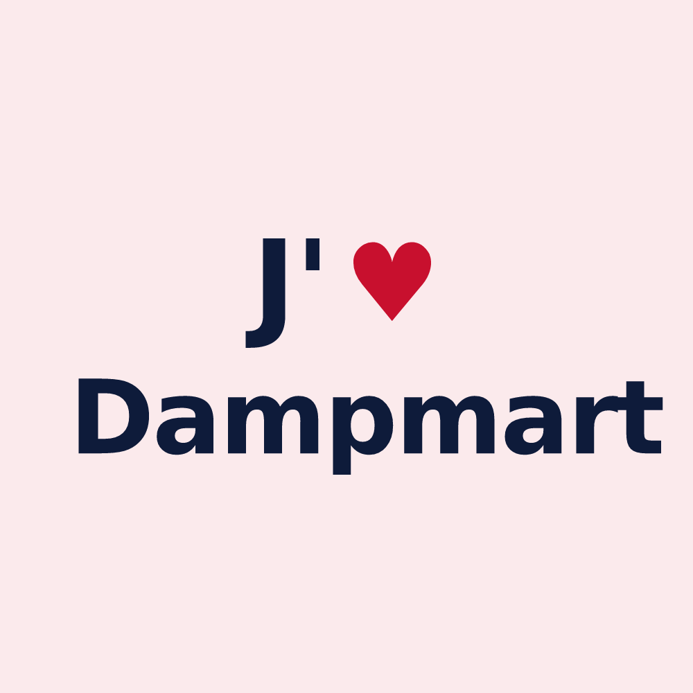 Magnet personnalisé Dampmart — design J'aime Dampmart