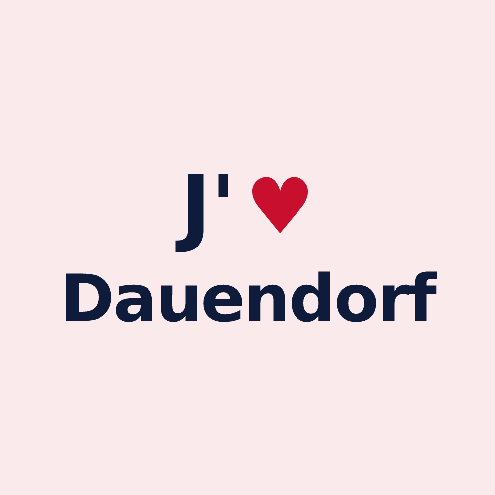 Magnet personnalisé Dauendorf — design « J'aime Dauendorf » imprimé sur le magnet