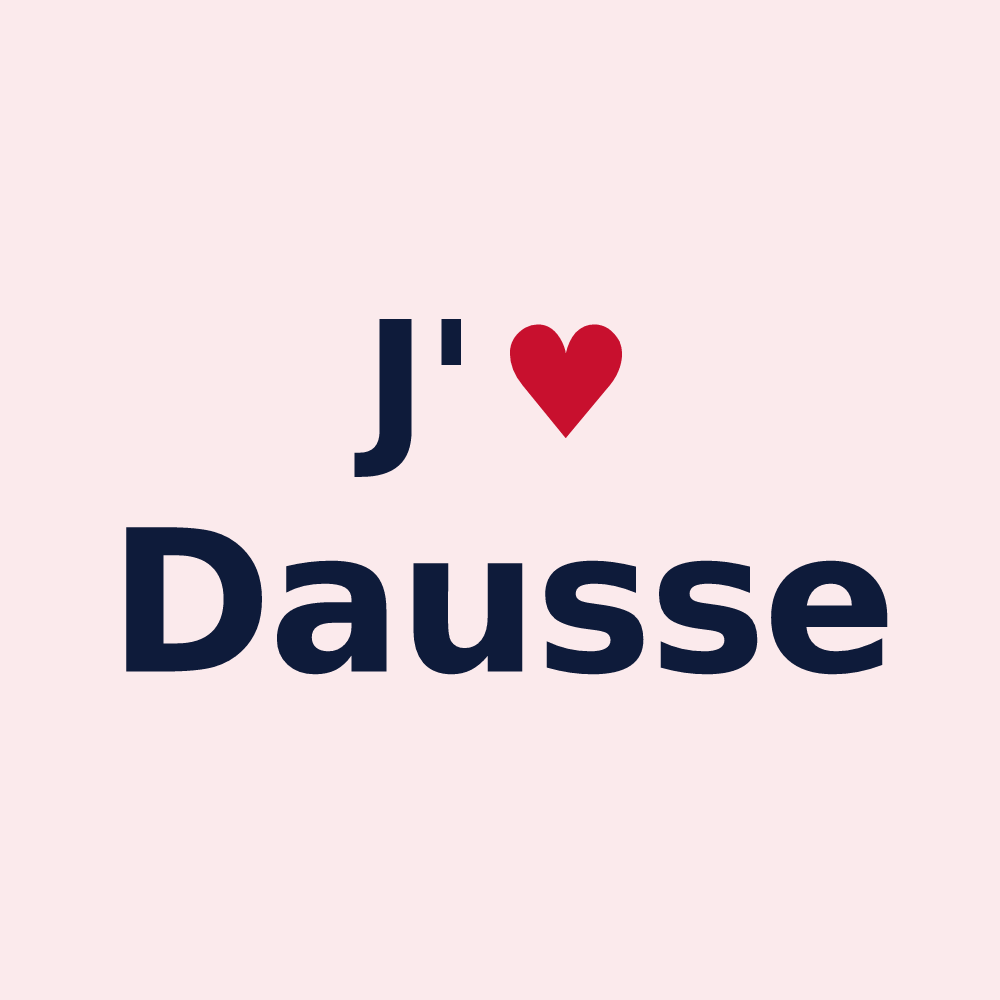 Magnet personnalisé Dausse — design « J'aime Dausse » imprimé sur le magnet
