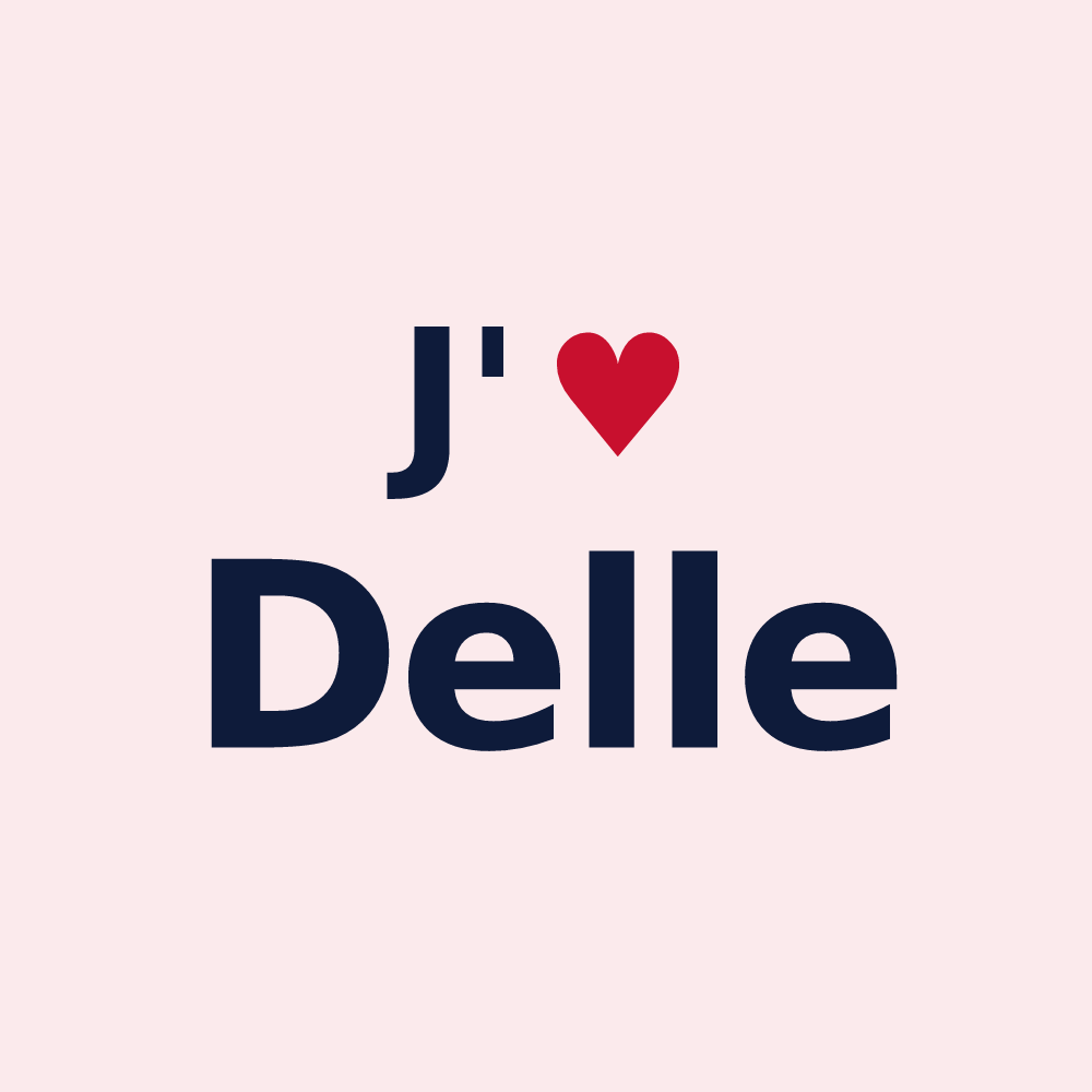 Magnet personnalisé Delle — design « J'aime Delle » imprimé sur le magnet