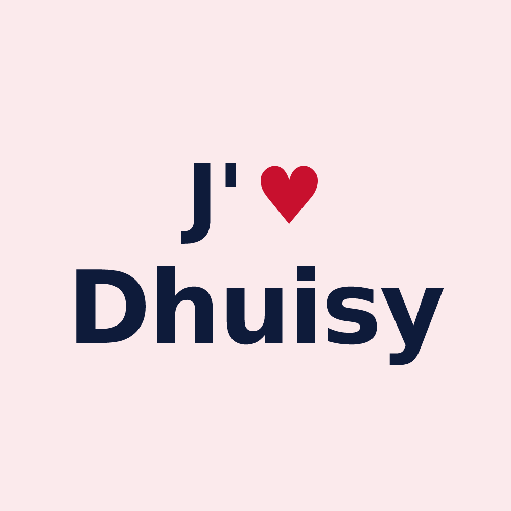 Magnet personnalisé Dhuisy — design « J'aime Dhuisy » imprimé sur le magnet