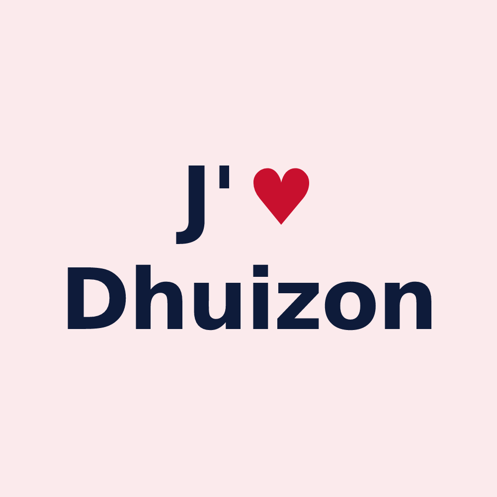 Magnet personnalisé Dhuizon — design « J'aime Dhuizon » imprimé sur le magnet