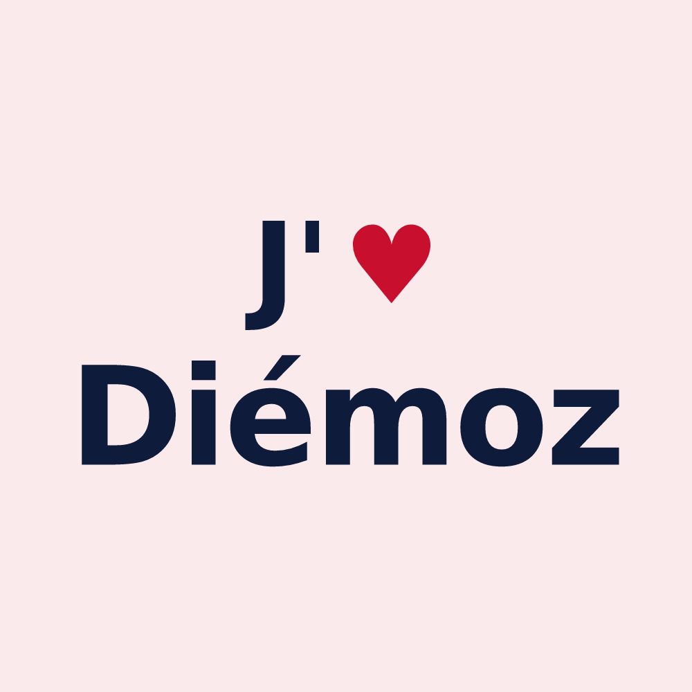 Magnet personnalisé Diémoz — design J'aime Diémoz
