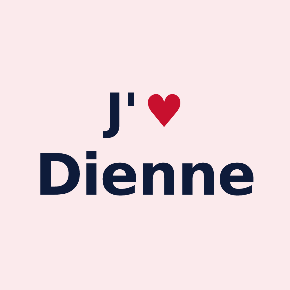 Magnet personnalisé Dienne — design « J'aime Dienne » imprimé sur le magnet