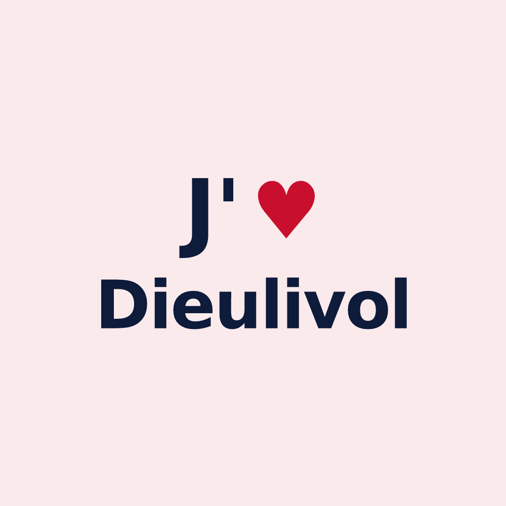 Magnet personnalisé Dieulivol — design J'aime Dieulivol