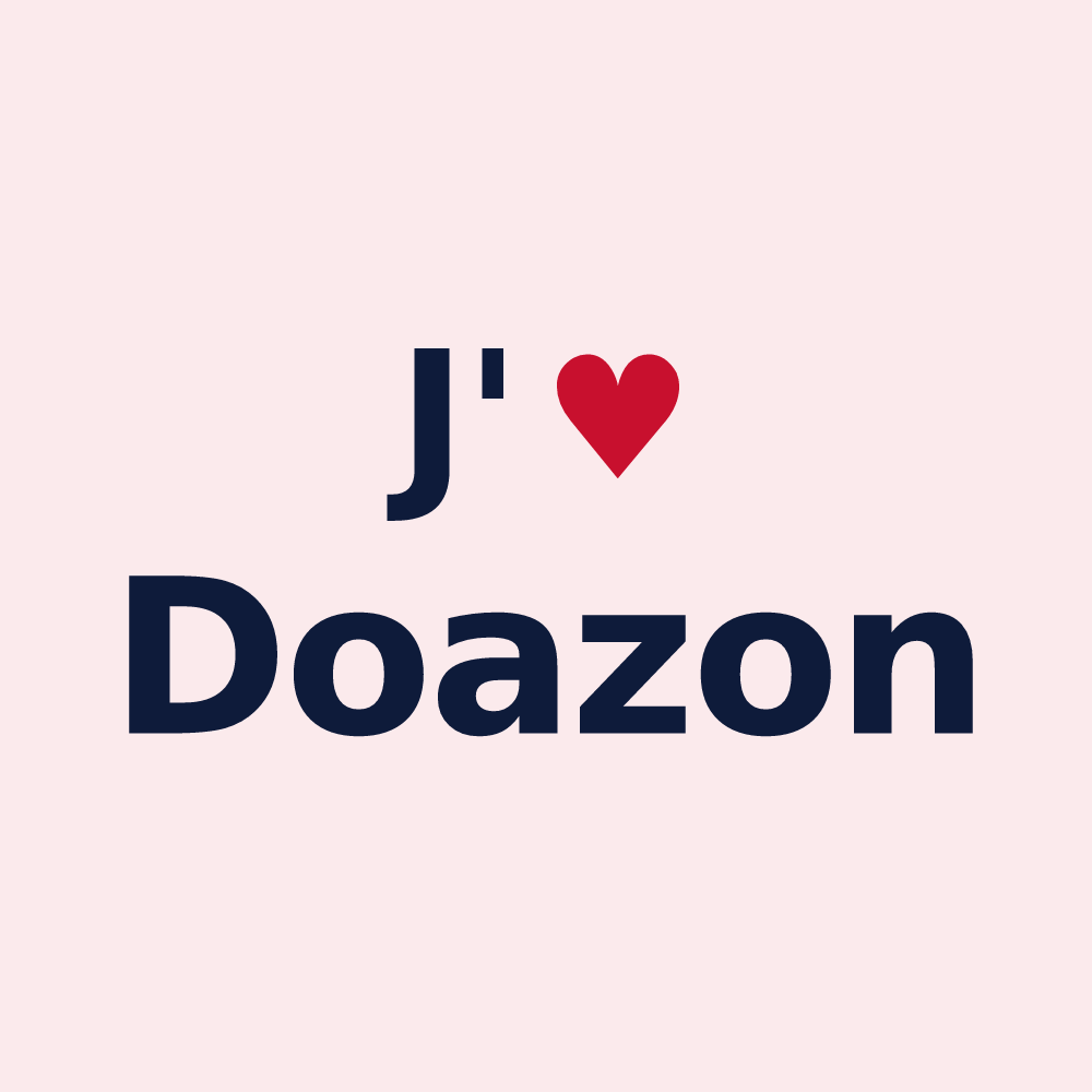 Magnet personnalisé Doazon — design « J'aime Doazon » imprimé sur le magnet