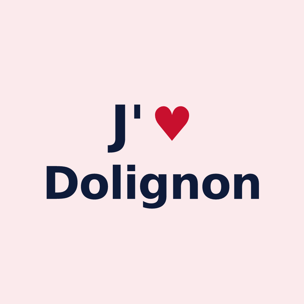 Magnet personnalisé Dolignon — design « J'aime Dolignon » imprimé sur le magnet