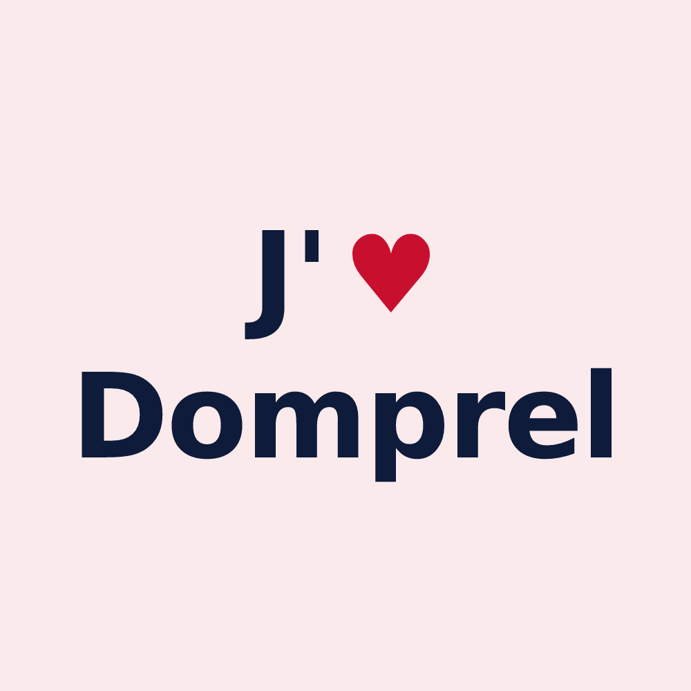 Magnet personnalisé Domprel — design J'aime Domprel