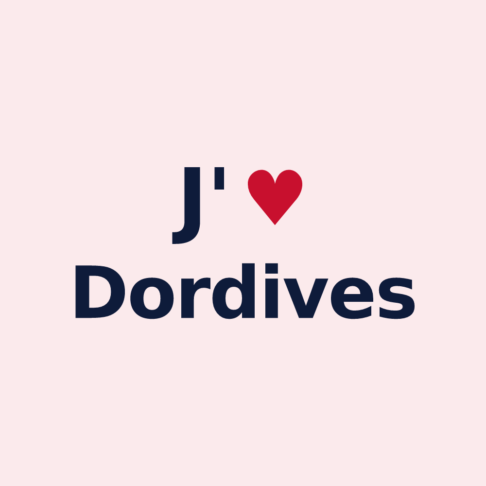 Magnet personnalisé Dordives — design « J'aime Dordives » imprimé sur le magnet