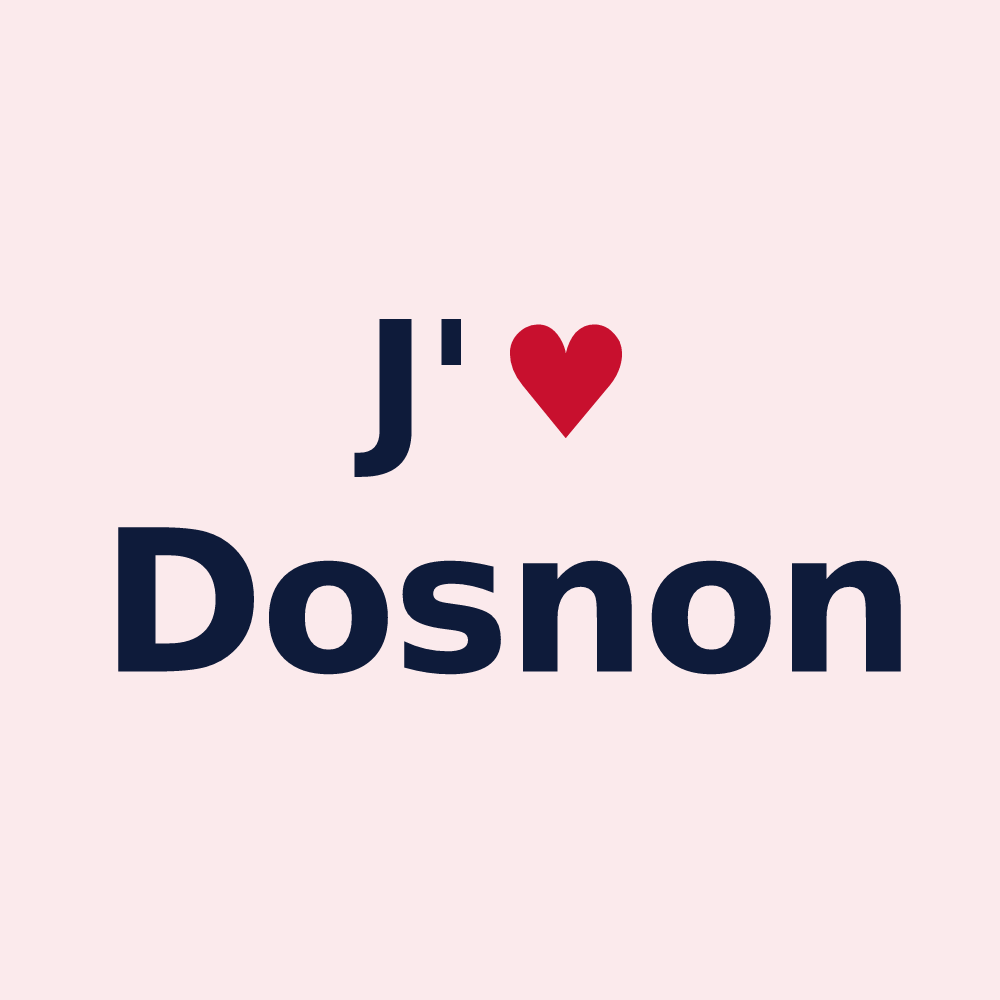Magnet personnalisé Dosnon — design « J'aime Dosnon » imprimé sur le magnet