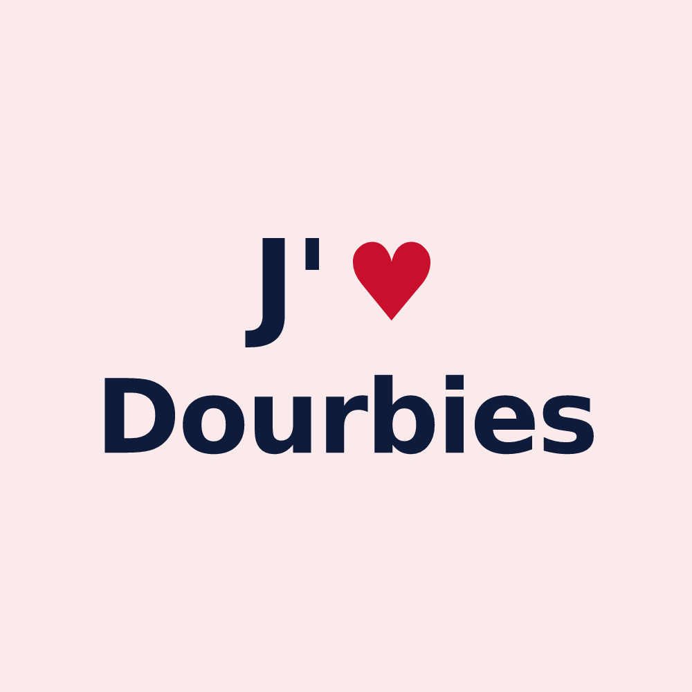 Magnet personnalisé Dourbies — design « J'aime Dourbies » imprimé sur le magnet