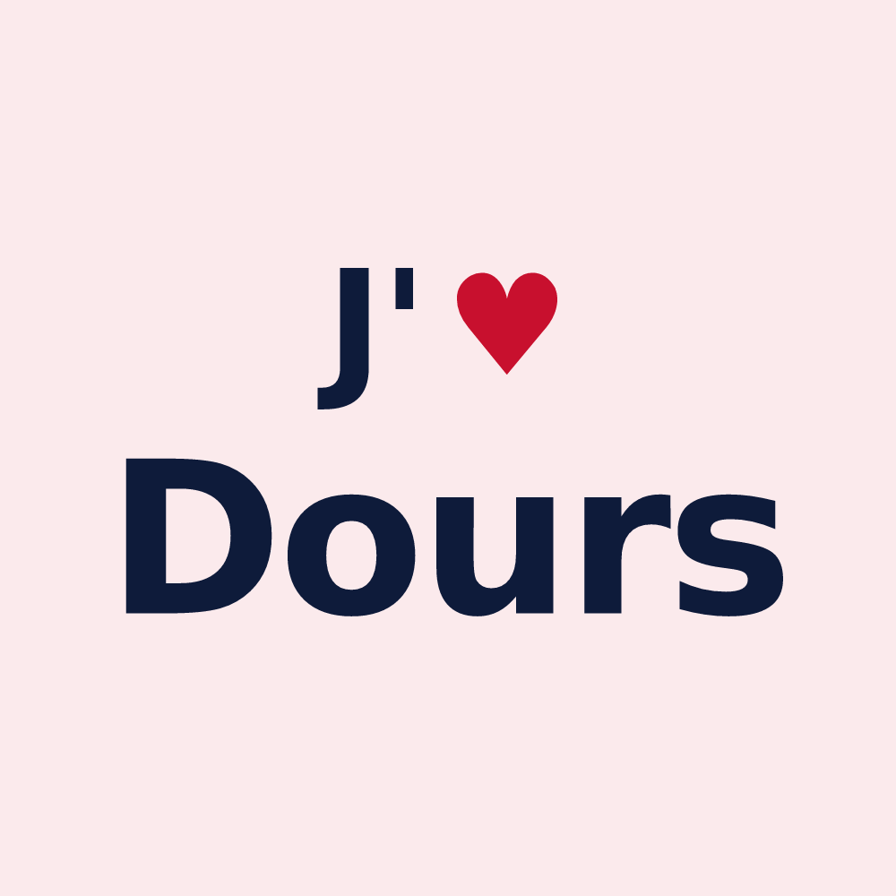 Magnet personnalisé Dours — design J'aime Dours