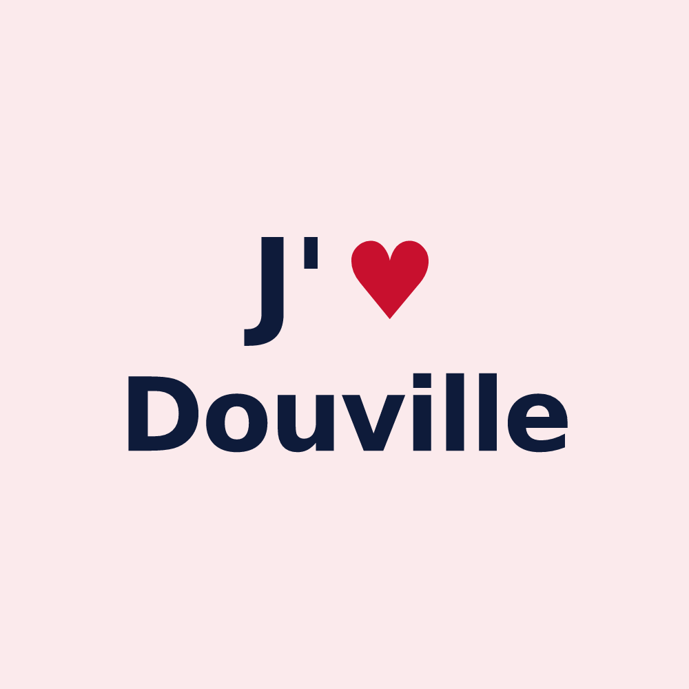 Magnet personnalisé Douville — design « J'aime Douville » imprimé sur le magnet