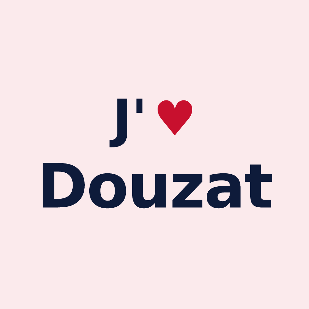 Magnet personnalisé Douzat — design « J'aime Douzat » imprimé sur le magnet