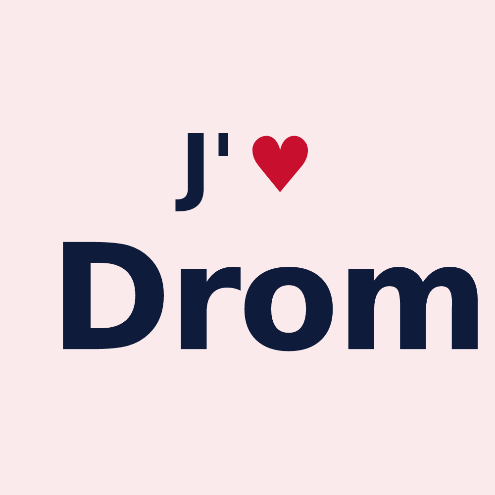 Magnet personnalisé Drom — design « J'aime Drom » imprimé sur le magnet