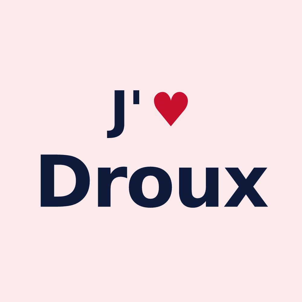 Magnet personnalisé Droux — design « J'aime Droux » imprimé sur le magnet