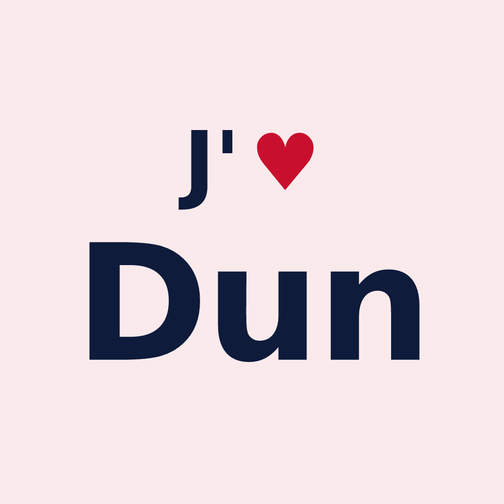 Magnet personnalisé Dun — design « J'aime Dun » imprimé sur le magnet