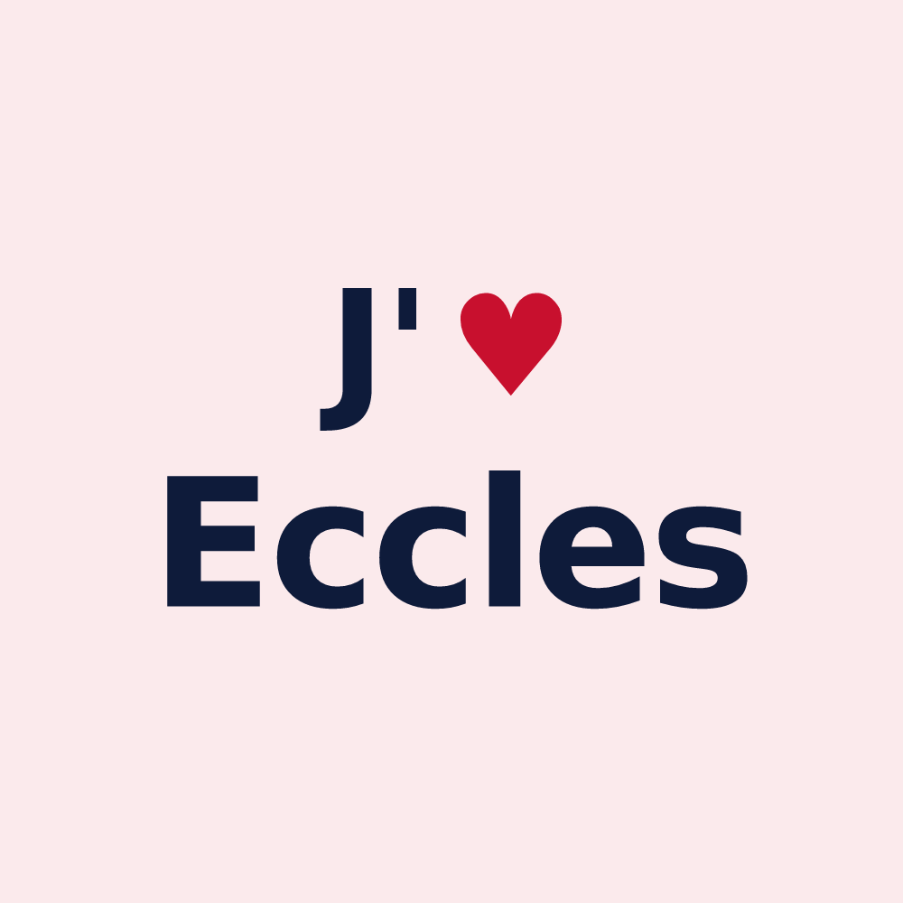 Magnet personnalisé Eccles — design « J'aime Eccles » imprimé sur le magnet