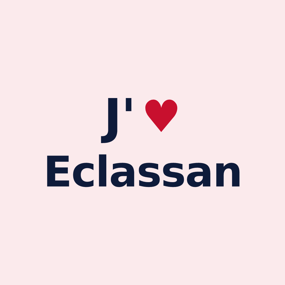 Magnet personnalisé Eclassan — design « J'aime Eclassan » imprimé sur le magnet