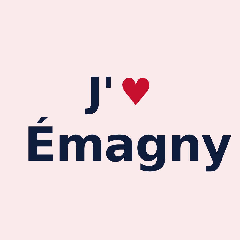 Magnet personnalisé Émagny — design « J'aime Émagny » imprimé sur le magnet