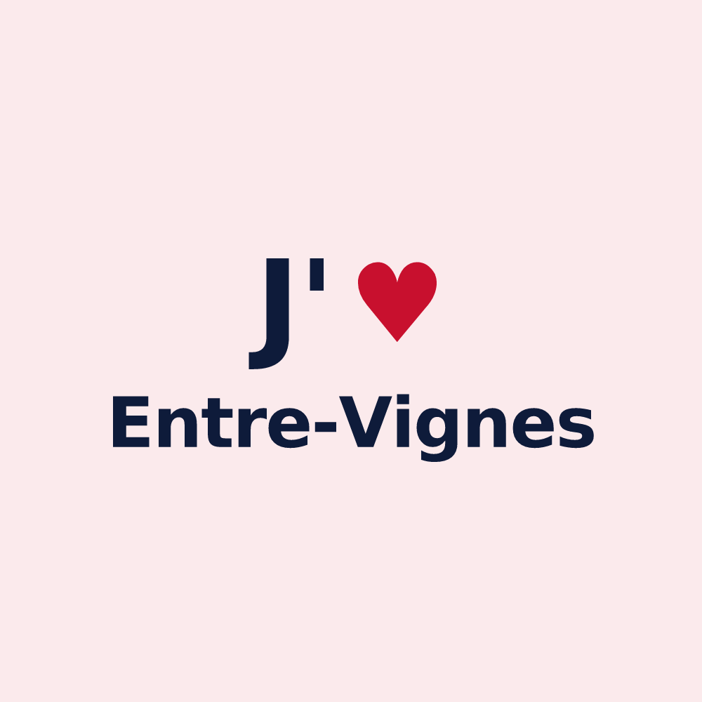 Magnet personnalisé Entre-Vignes — design « J'aime Entre-Vignes » imprimé sur le magnet